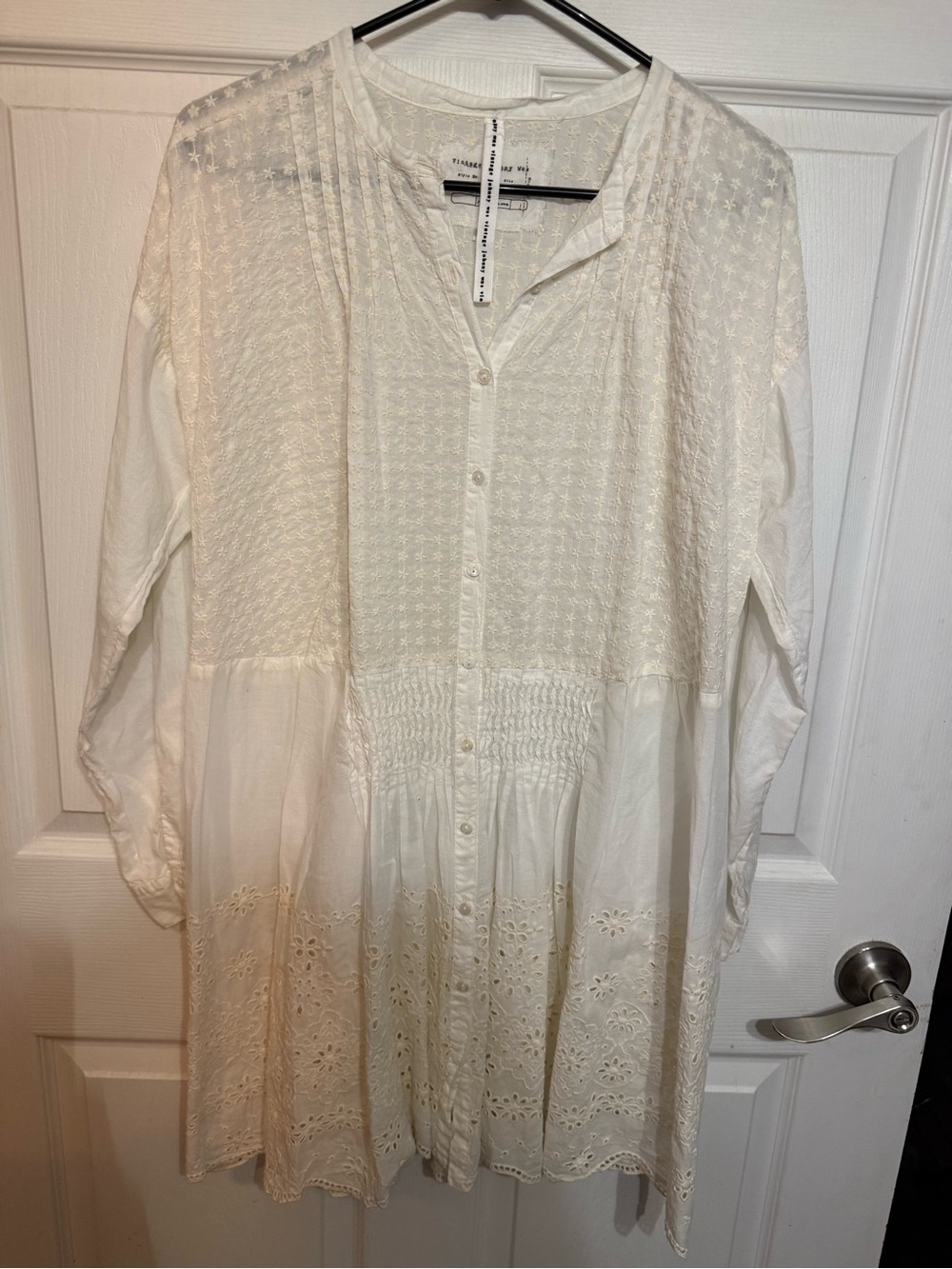 Johnny Was Cream Eyelet Embroidered Tunic